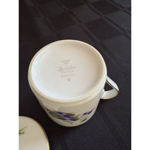 Hackefors Swedish Porcelain Creamer and Surgar Bowl violets Dainty - Picture 6 of 6